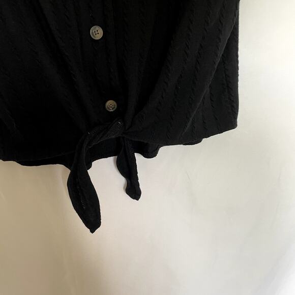 Weatherproof black button down short sleeved shirt v-neck front knot women's L - Picture 4 of 7